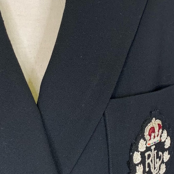 Lauren Ralph Lauren size 4 black wool vintage double breasted embroidered blazer - Picture 15 of 16